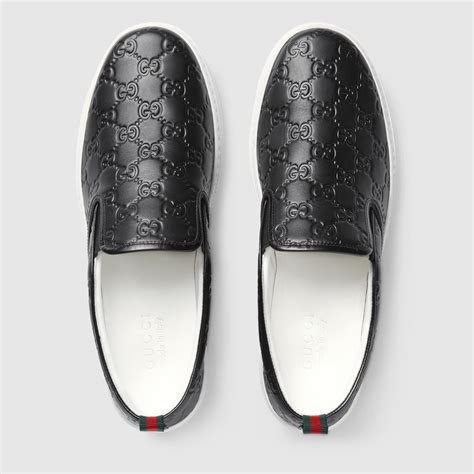 gucci mens black trainers|men Gucci slip on sneakers.